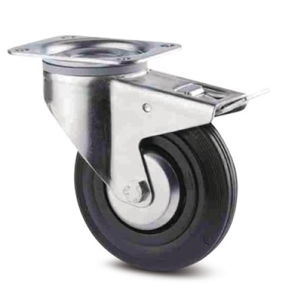 Roulette pivotante à frein fixation sur platine charges moyennes 3377 ...