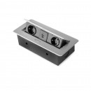 Multiprises à encastrer à couvercle - 230 V et USB - alu - Atom 26 - Bricozor.jpeg EMUCA