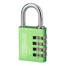 Cadenas aluminium à code - ALUCODE - 4 molettes - vert FTH THIRARD