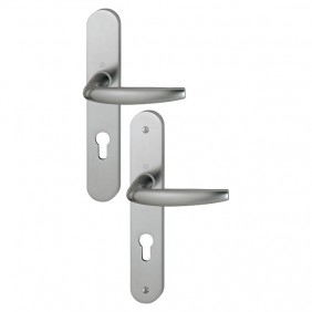 Lot de poignées de porte sur grandes plaques - aluminium inox - Atlanta HOPPE