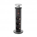 Bloc prises escamotable Vertikal - 3 prises + 3 ports USB A et C EMUCA
