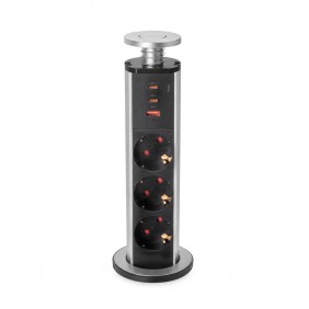 Bloc prises escamotable Vertikal - 3 prises + 3 ports USB A et C EMUCA
