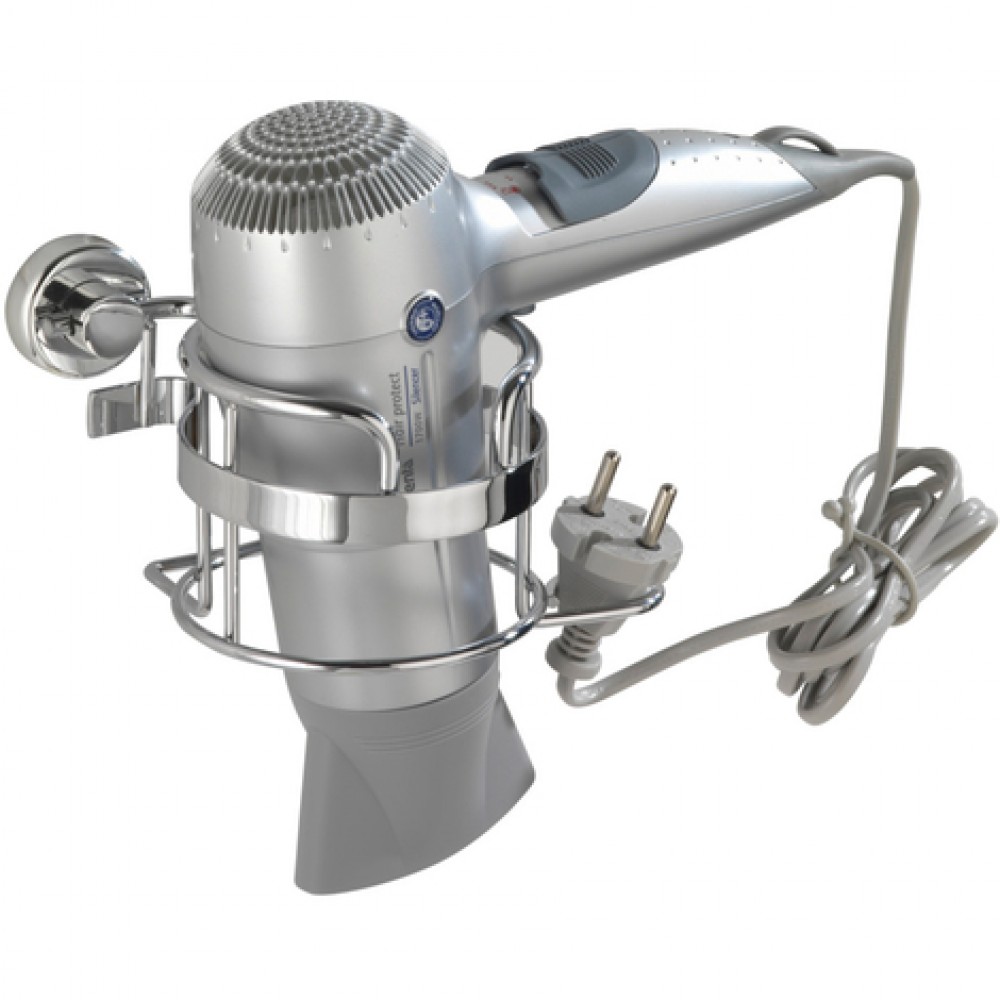 Porte Sèche-cheveux En Métal - Gris Mat WENKO Pas Cher