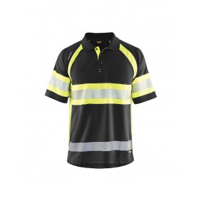 Polo de travail haute-visibilité anti-UV 3338 - noir et jaune fluo BLAKLADER