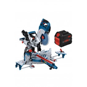 Scie à onglet sans fil 18V - Bi-turbo - Ø216 mm - GCM 18V-216 DC  + 1 Batterie Pro core - 18V - 12AH BOSCH