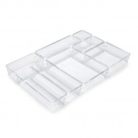 Kit de 8 organisateurs de tiroir en plastique transparent EMUCA