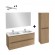 Pack meuble 120cm 2 tiroirs double vasque  + Colonne 140cm + Miroir 100cm + 2 spot LED