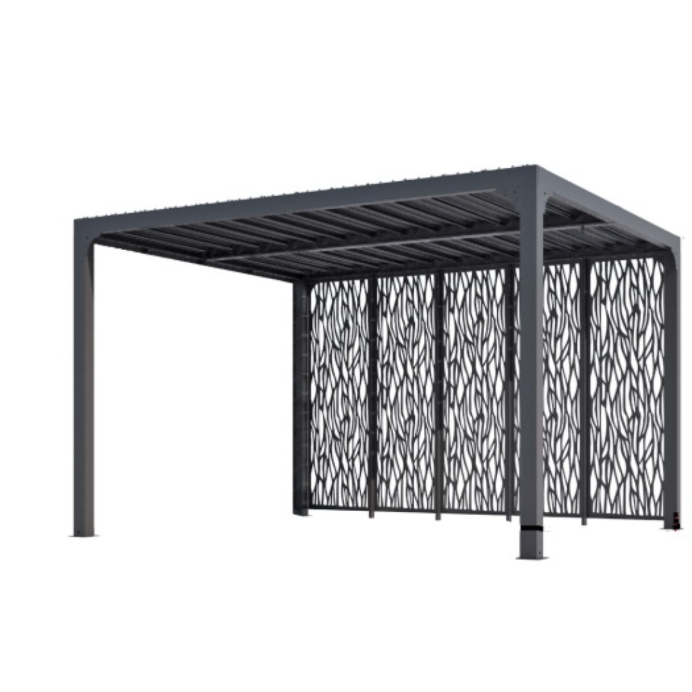 Habrita pergola bioclimatique 3,6 x 3 m avec 5 panneaux moucharabieh