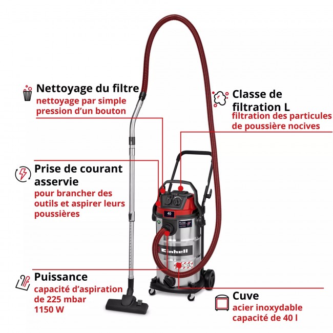 Aspirateur eaux et poussières - 40L - 1150W - classe L - TE-VC 4090 SACL 2.jpeg EINHELL