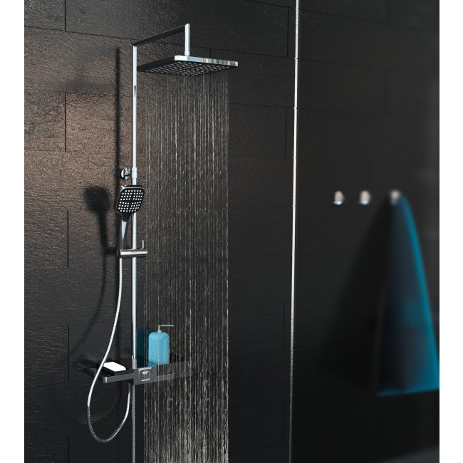 Colonne de douche - avec tablette chromée: Noir- Noir Mat - Blue Pearl4.jpg SCHÜTTE