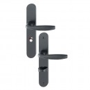 Poignées de porte sur plaques - 195mm - aluminium noir mat - New York HOPPE