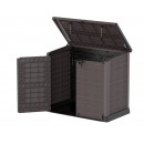 Garbage Box Shed Flat 1200L-Woodgrain - D Brown - Half Open.350.jpeg DURAMAX