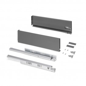 Tiroir en kit - sortie totale - côtés acier 131 mm - Protone - anthracite EMUCA