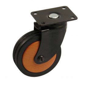 Roulette de meuble pivotante - chape acier noir - galet bois AVL