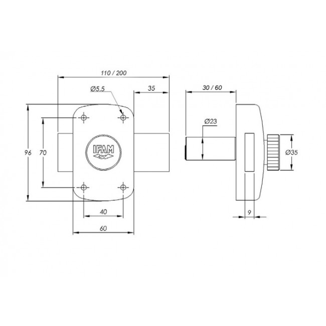 Verrou en applique - série B5 - à bouton - cylindre - finition bronze Bricozor.jpg IFAM