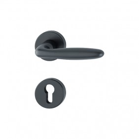 Poignées de porte sur rosaces rondes Verona - aluminium noir mat HOPPE