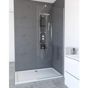 Paroi de douche fixe Parma 2 - verre transparent - 80 cm AURLANE