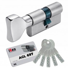 Cylindre à bouton s'entrouvrant sur variure AGL 697 laiton nickelé mat - ISR6 ISEO