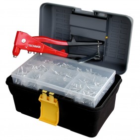 Boite à outils avec pince à riveter et assortiment de 160 rivets TECHMAN