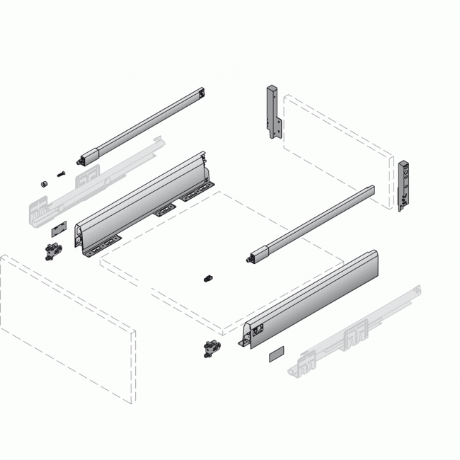 Kit tiroir tringles - profil H94mm dos H186 mm -anthracite- ArciTech HETTICH