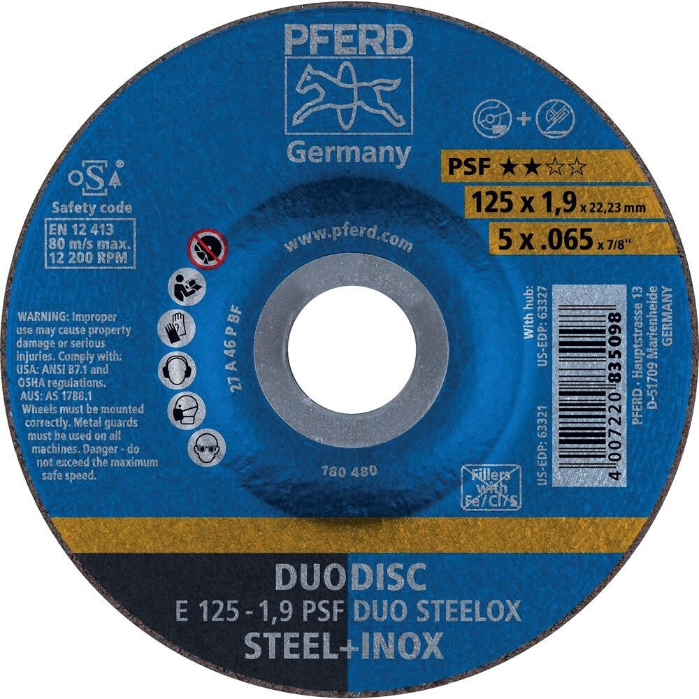 Disque à tronçonner déporté universel acier et inox - 125x1,9mm - boîte ...