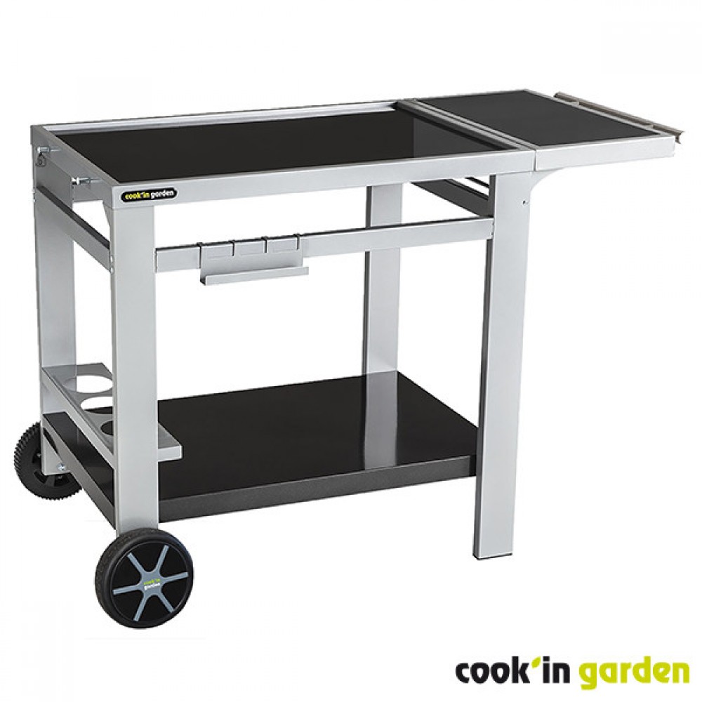 Desserte extérieure à roulettes 110 x 60 cm pour four à pizza et plancha - Vulcano - L'Art du Jardin