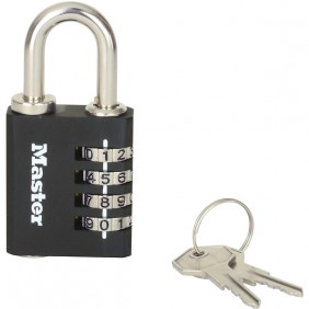 Cadenas à code 4 chiffres avec clé de secours - noir - s'entrouvrant MASTERLOCK