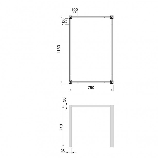 Schéma - Pieds et cadre pour table - acier - rigide - 1150x750 - Bricozor.jpeg EMUCA
