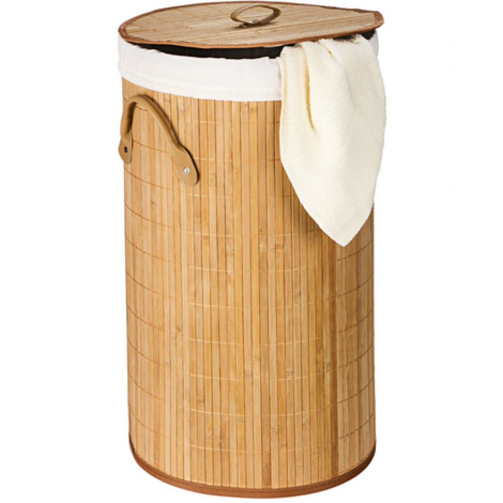 Panier à linge - Bambou véritable - avec couvercle - 55 L WENKO