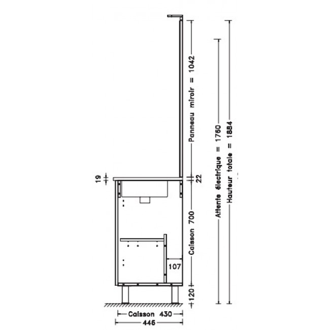 Meuble de salle de bains complet - largeur 60 cm - Angelo Néova