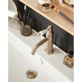 Mitigeur de lavabo rétro Louise + Bonde de lavabo clic-clac diamètre 64 mm - Bronze JACOB DELAFON