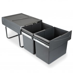 Poubelle coulissante 30 litres - 2 bacs de 15 litres - anthracite EMUCA