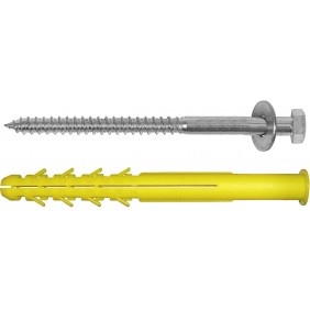 Cheville longue avec tire-fond à tête hexagonale et rondelle - par 20 ING