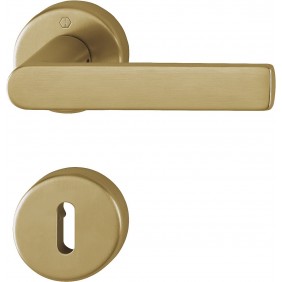 Béquilles doubles en laiton satiné sur rosaces rondes Los Angeles - clé L HOPPE