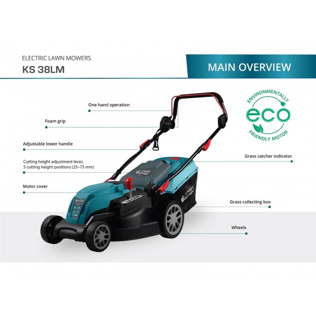 Tondeuse électrique 1400W - largeur de travail 38 cm - KS 38LM - Bricozor 8.jpeg KONNER & SOHNEN