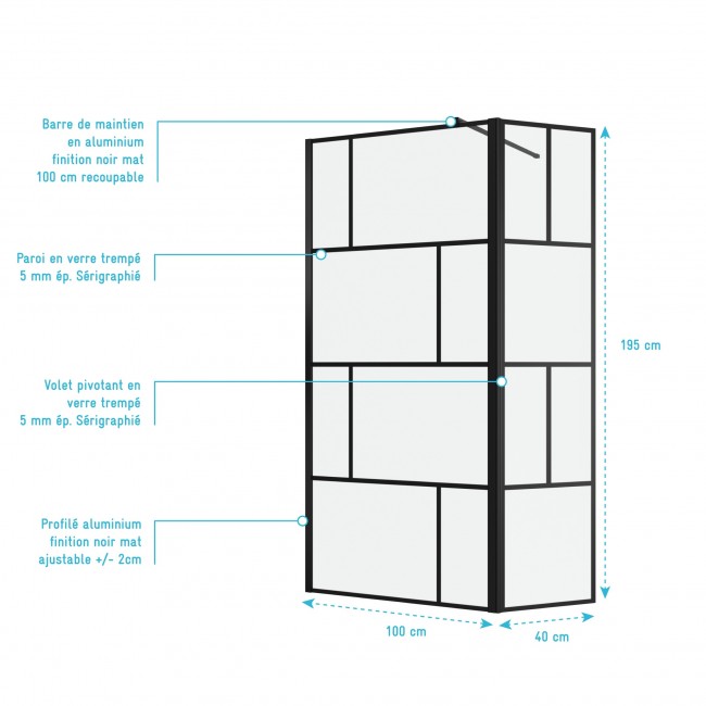 schema-paroi-de-douche-fixe-volet-noir-mat-verre-transparent-bricks-100+40x195cm-aurlane.jpg AURLANE
