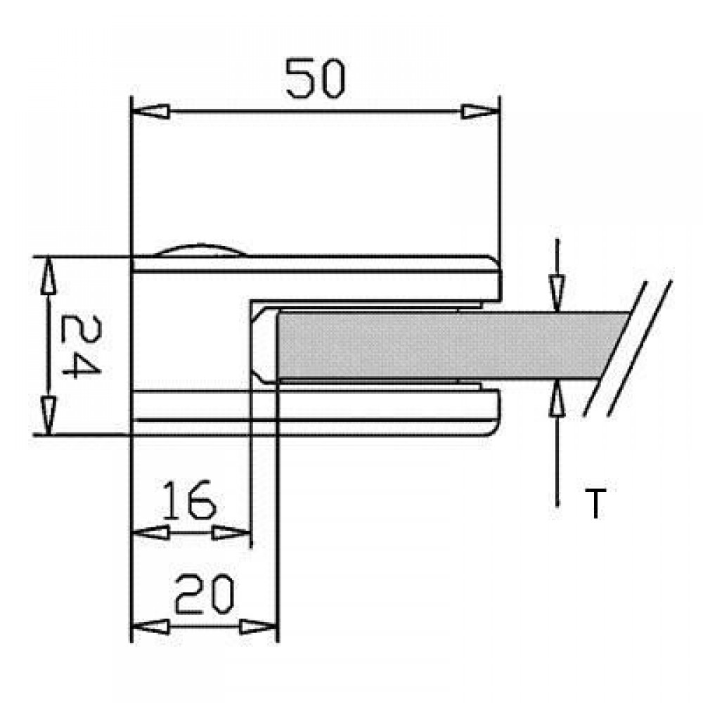 Pince à verre 8 mm pour garde corps – forme demi-ronde Design Production