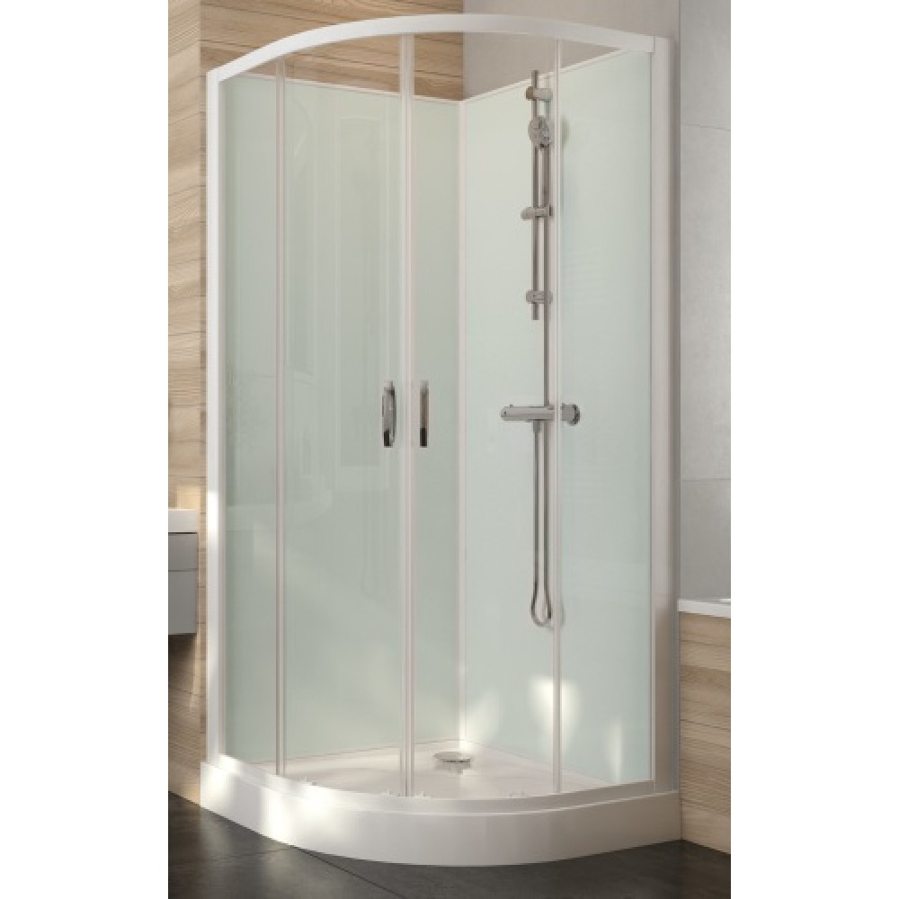 Cabine de douche rectangulaire avec 2 panneaux fixes et 2 portes  coulissantes