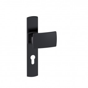 Poignées de porte palière sur plaques Muze - aluminium noir mat Onyx VACHETTE