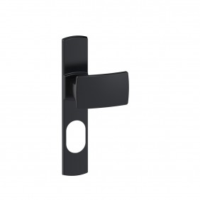 Poignées de porte palière sur plaques Muze - aluminium noir mat Onyx - cylindre ovale VACHETTE