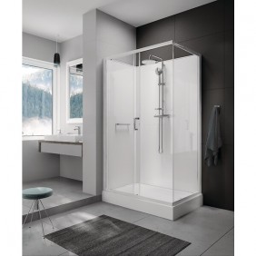 Cabine de douche rectangulaire 120 x 80 cm à porte coulissante - Kara 2 LEDA