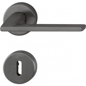 Poignées de porte sur rosaces rondes Bergamo C7 - laiton anthracite satiné - clé L HOPPE
