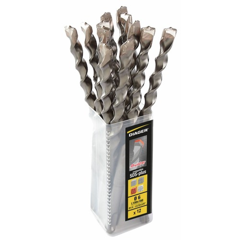 Foret Béton ROCKFASTER Diager - 6 Taillants Carbure Monobloc, Diamètre 10 Mm, Longueur 160 Mm - Pour Béton Armé