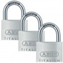 Lot de 3 cadenas à clé - en alu - anse acier cémentée - 54 TITALIUM™ ABUS