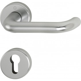 Poignées de porte sur rosaces rondes Paris - aluminium finition inox HOPPE