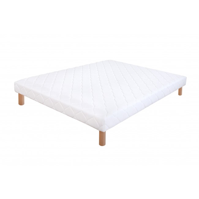 Sommier tapissier - 14 lattes garni polyéther + Jeu de 4 pieds Plein sommeil