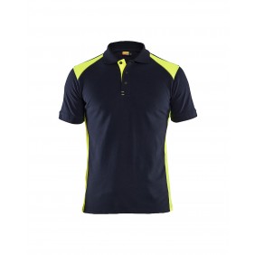 Polo de travail en coton piqué 3324 - bleu marine foncé et jaune BLAKLADER