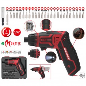 Pack visseuse sans fil eMonster 3,6V + 25 embouts 1/4" - 515.6500 KS TOOLS
