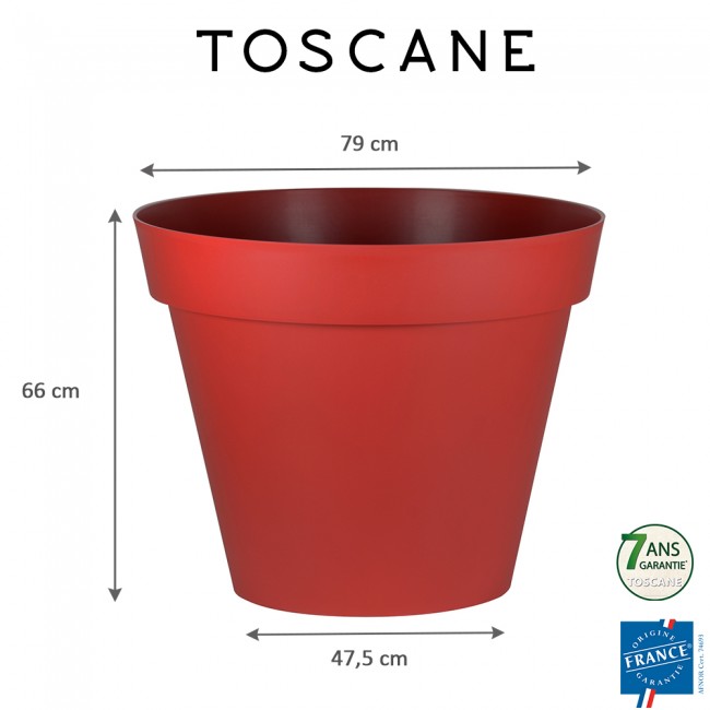 Pot pour fleur Toscane rond intérieur extérieur Ø.80cm rouge EDA PLASTIQUES