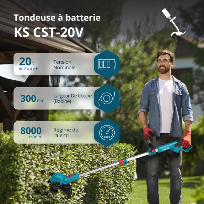 Coupe-bordures à batterie 20V + manche télescopique - Solo - KS CST-20V - Bricozor 1.jpeg KONNER & SOHNEN